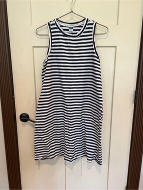 Old Navy Black and White Striped Sleeveless Tank Dress